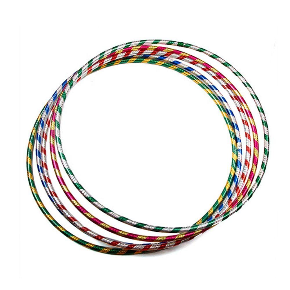 Dealx Xone Glittering Weighted Hula Hoop for Adults and Kids, Fitness Exercise Hoop for Indoor/Outdoor Use, Fitness hula hoops Multicolor Stripes (Pack of 1, Medium (65cm))