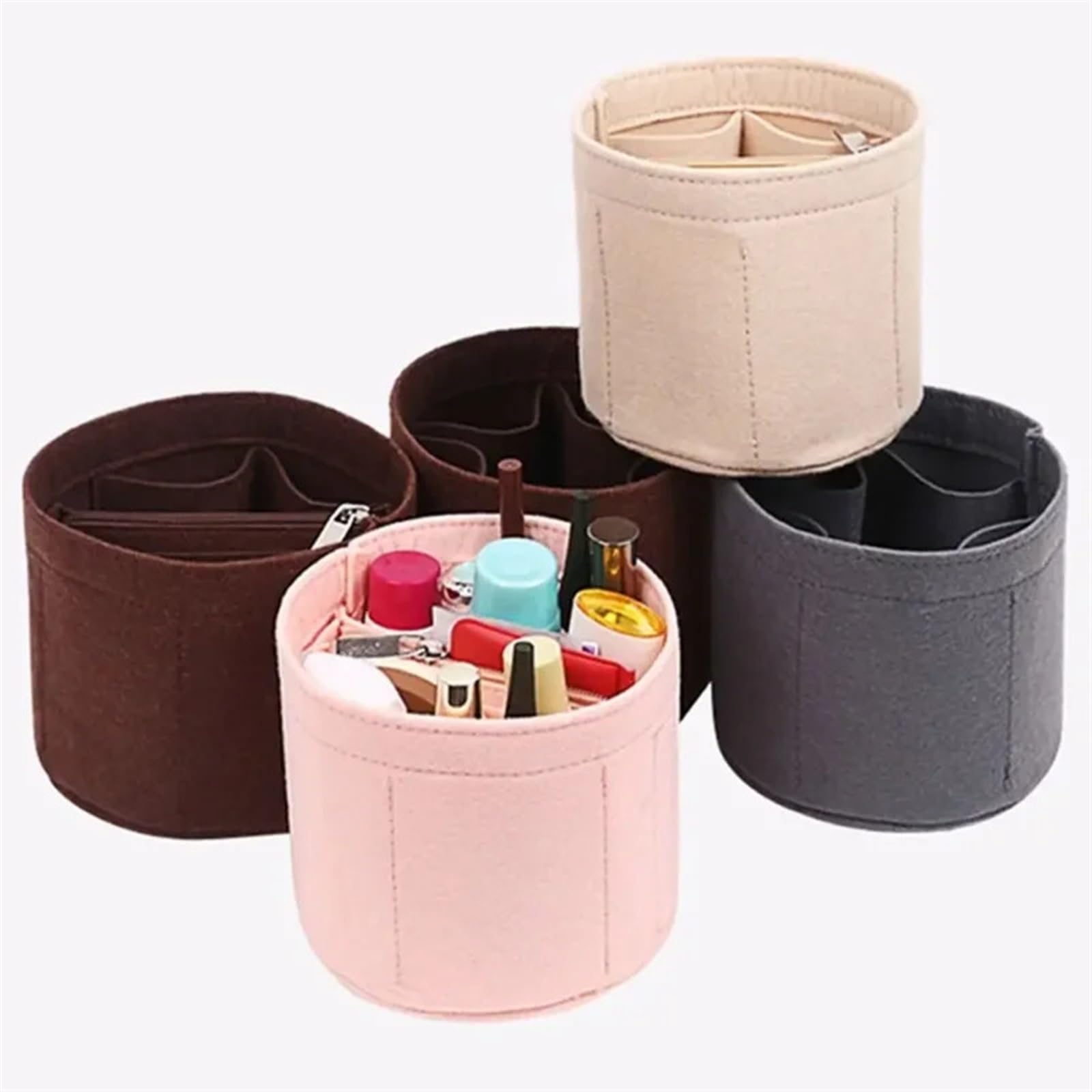 Fieltro Interior Bolsa 4 Uds. Bolsa de Fieltro, Bolsa Suave, Bolso Interior, Bolso de Viaje, Forro, Organizador portátil para Almacenamiento(Beige-Style-1)