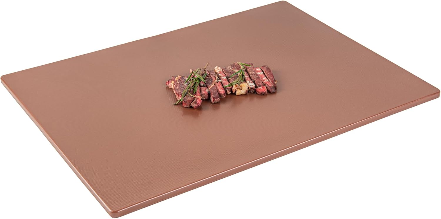 Restaurantware-RW Base 24 x 18 Inch Cutting Boards, 10 Color Coded Chopping Boards - No Scratch, Dishwashable, Brown Plastic Cutting Board Mats, No Odor, Durable, No Slip, Reversible, For Cooked Meat 10 Count 24" x 18" Brown