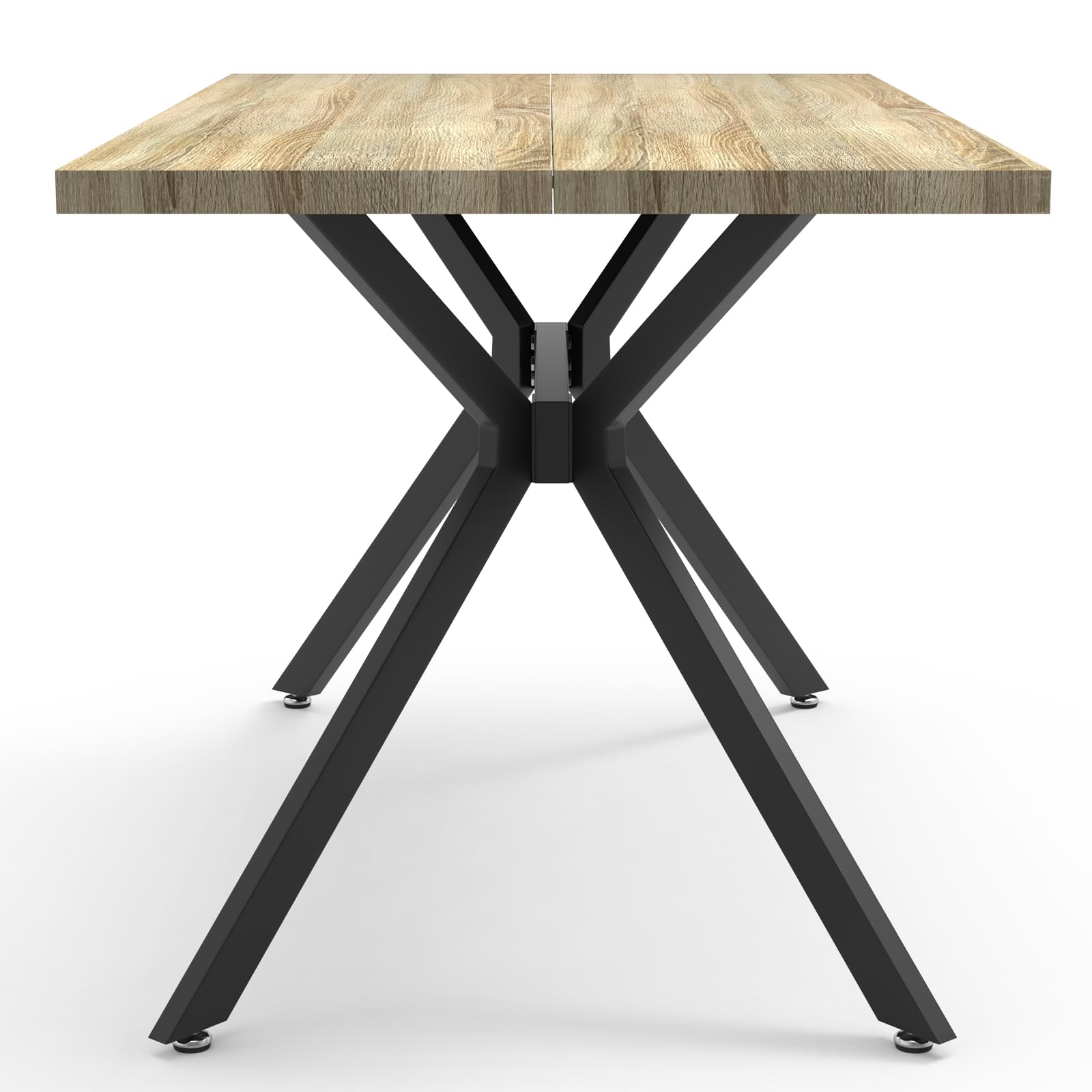 Esstisch-Set mit 4 grünen Esszimmerstühlen, rechteckiger Tisch in Heller Holzfarbe 140 x 80 x 76 cm, Esszimmerstühle mit ausgeschnittener Rückenlehne