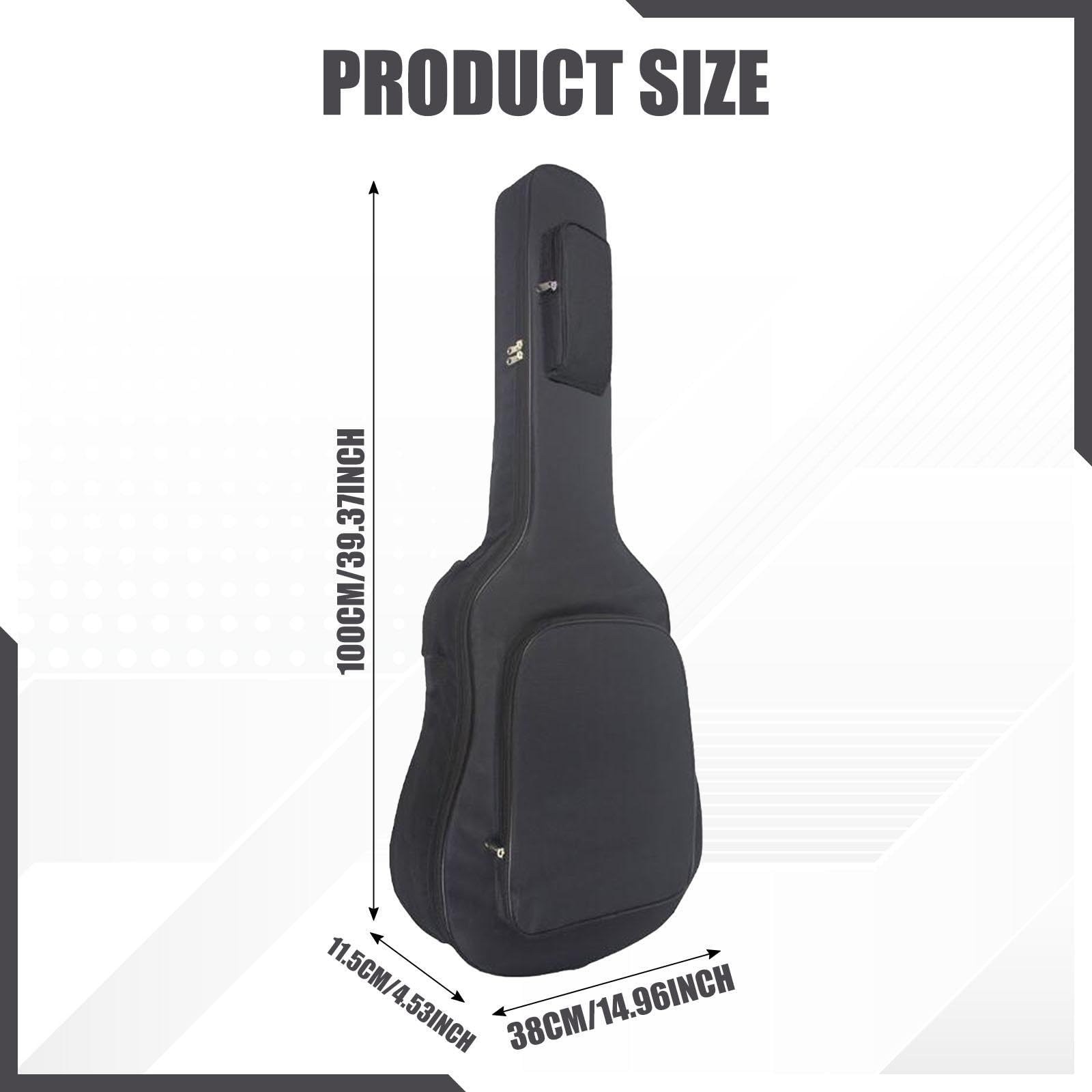 kowaku Housse de Guitare 36" à 38" en Sac à Dos, Housse de Protection en Tissu Oxford à Rembourrage Épais et Imperméable, Étui de Guitare avec Poignée et Poche Accessoires, pour Voyage, Noir