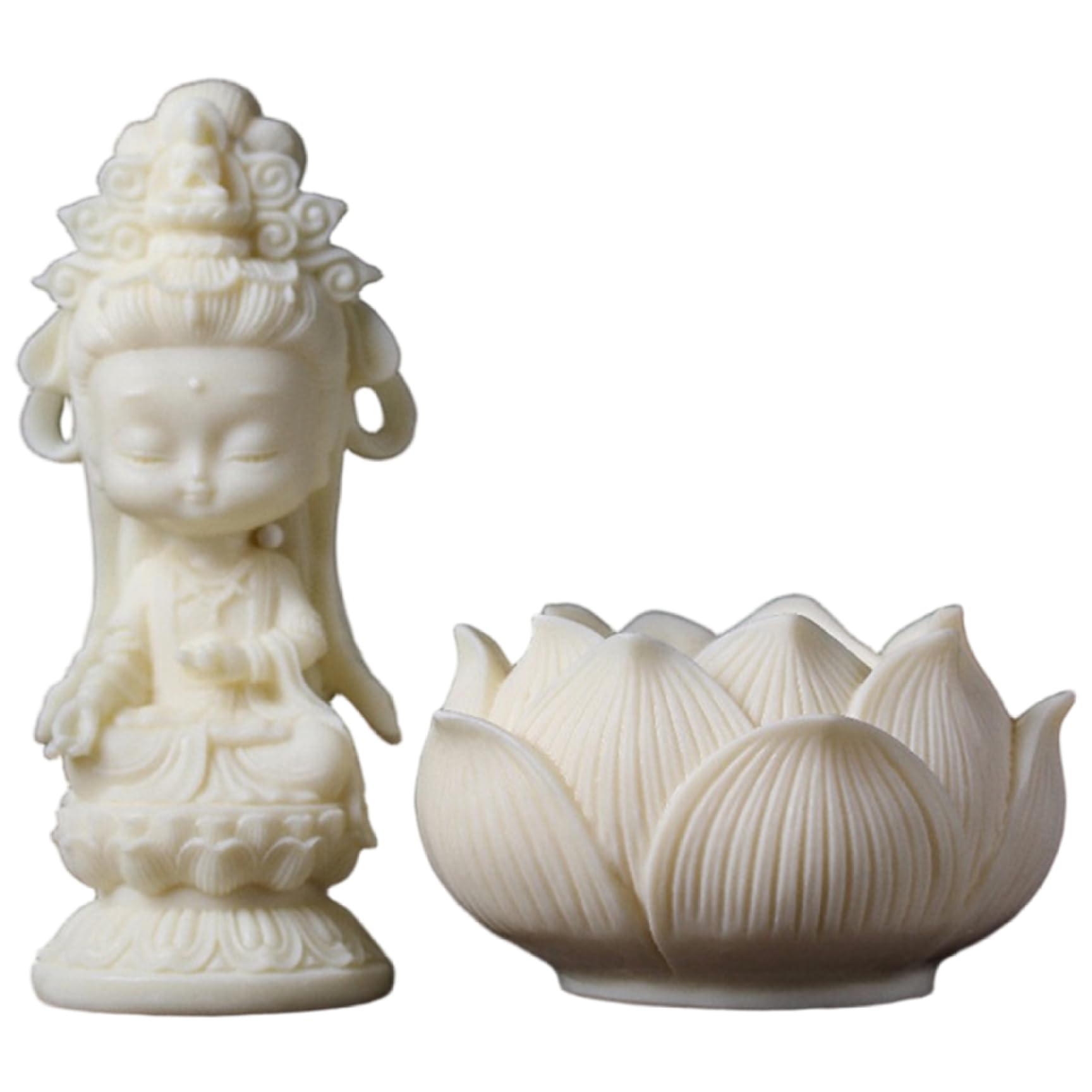 Suxdlan Small Buddha Statue, Cute Beautiful Quan Yin Statues, Meditation Quan Yin Home Decor for Home Office Feng Shui