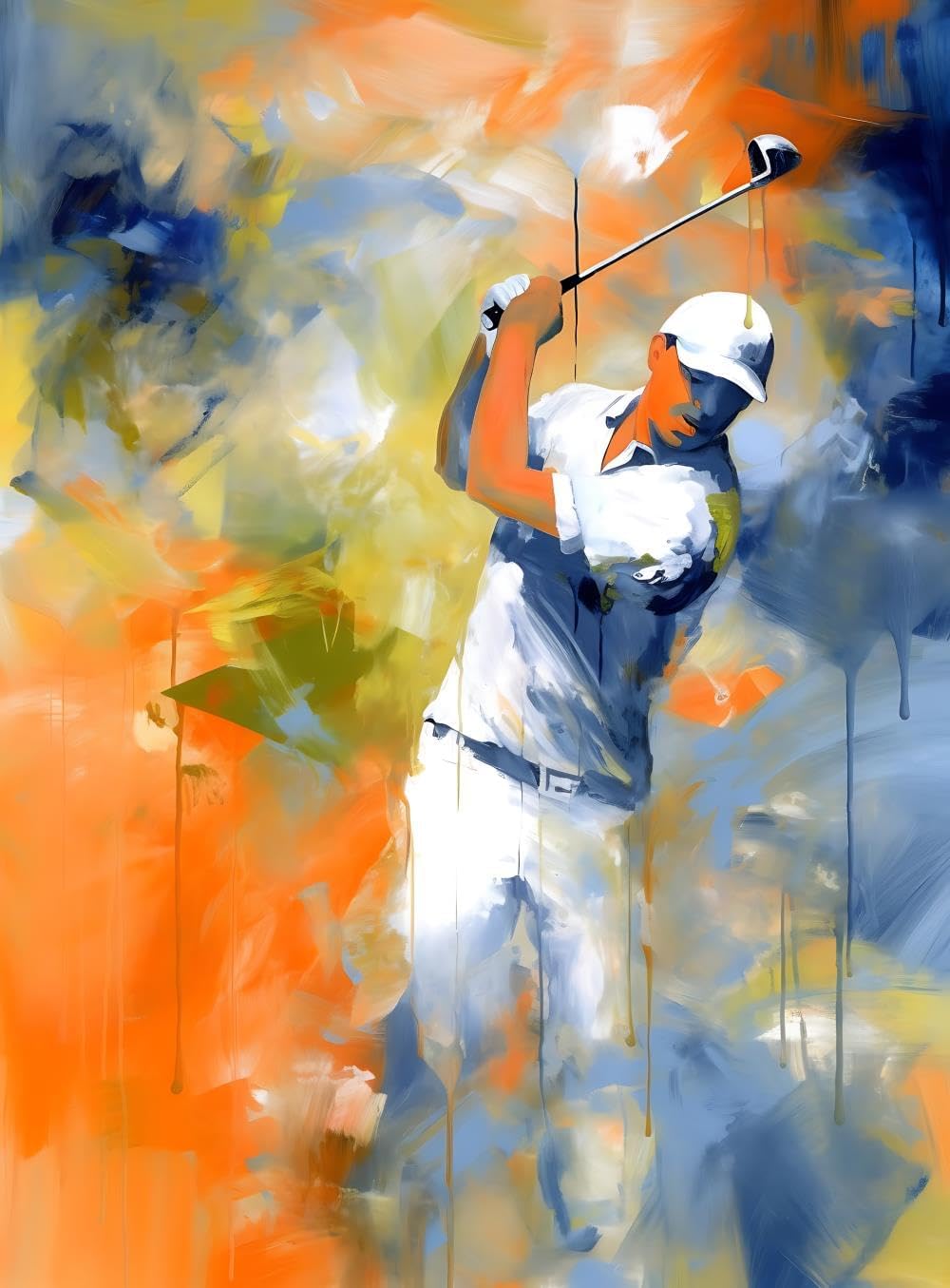 yvkew Art A Golfer Playing Diamond Painting Kits for Adult - Golf Diamond Art, Full Round Gemstone Crystal Art Embroidery Handmade Kit 12x18 inch