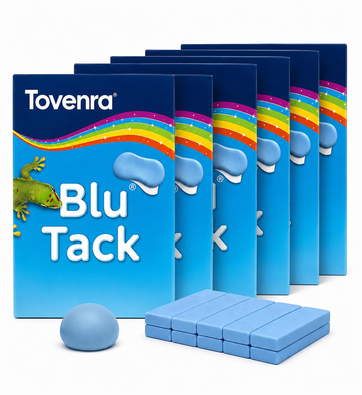Reusable Adhesive Blu Tack Original 60g (6 Pack) Multi-Pack Blue Sticky Tack for Home, Office, School & DIY Use, Removable, Non-Toxic, Reusable Sticky Adhesive for Posters, Crafts & Decorations