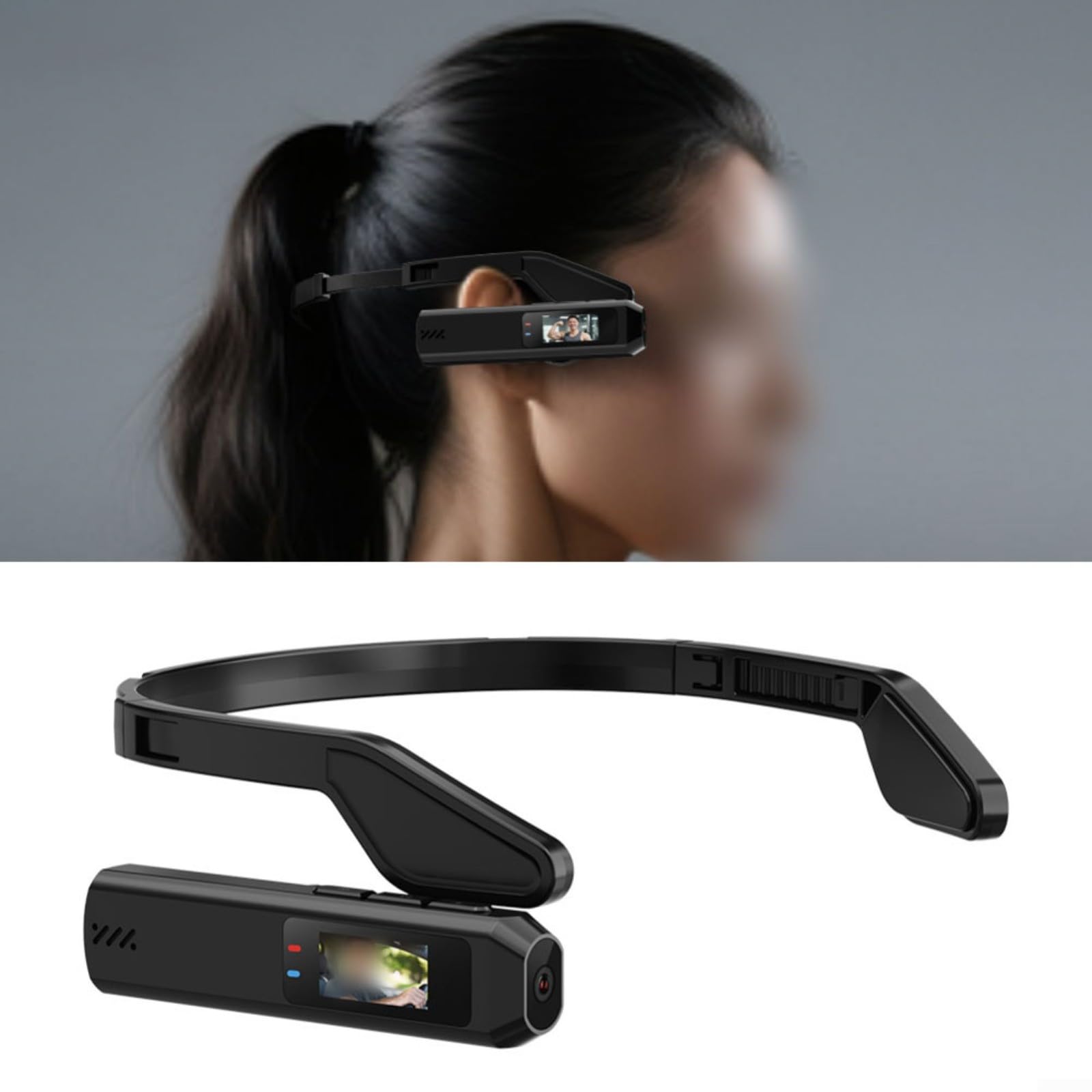 Telecamera montata sulla testa di WiFi 2.7K, videocamera leggera indossabile per vlogging e ciclismo, 30FPS, obiettivo grandangolare da 110 gradi