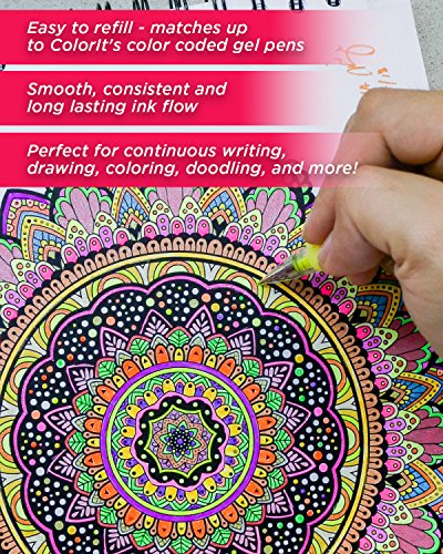 Colorit 48 Gel Pen Ink Refills For Glitter, Metallic, And Neon - Color Coded For Easy Replacement (Glitter) #TOP4