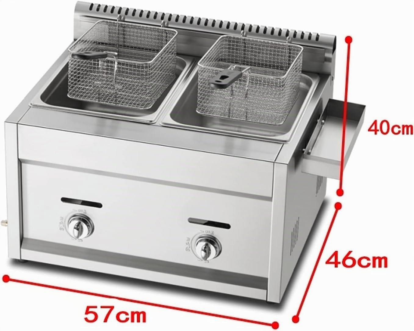 Freidora de gas de acero inoxidable con cesta para restaurantes comerciales y equipos de cocina en el hogar