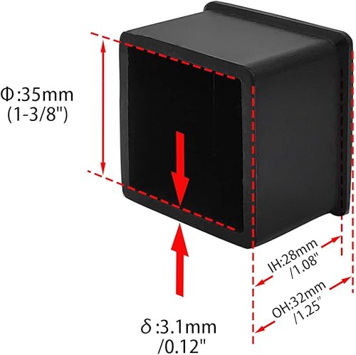 Miniatura 98 de Flyshop 8 tapas para patas de sillas de patio, de PVC, protectores de suelo cuadrados para patas de silla, fundas cuadradas para muebles, 3/4 PVC