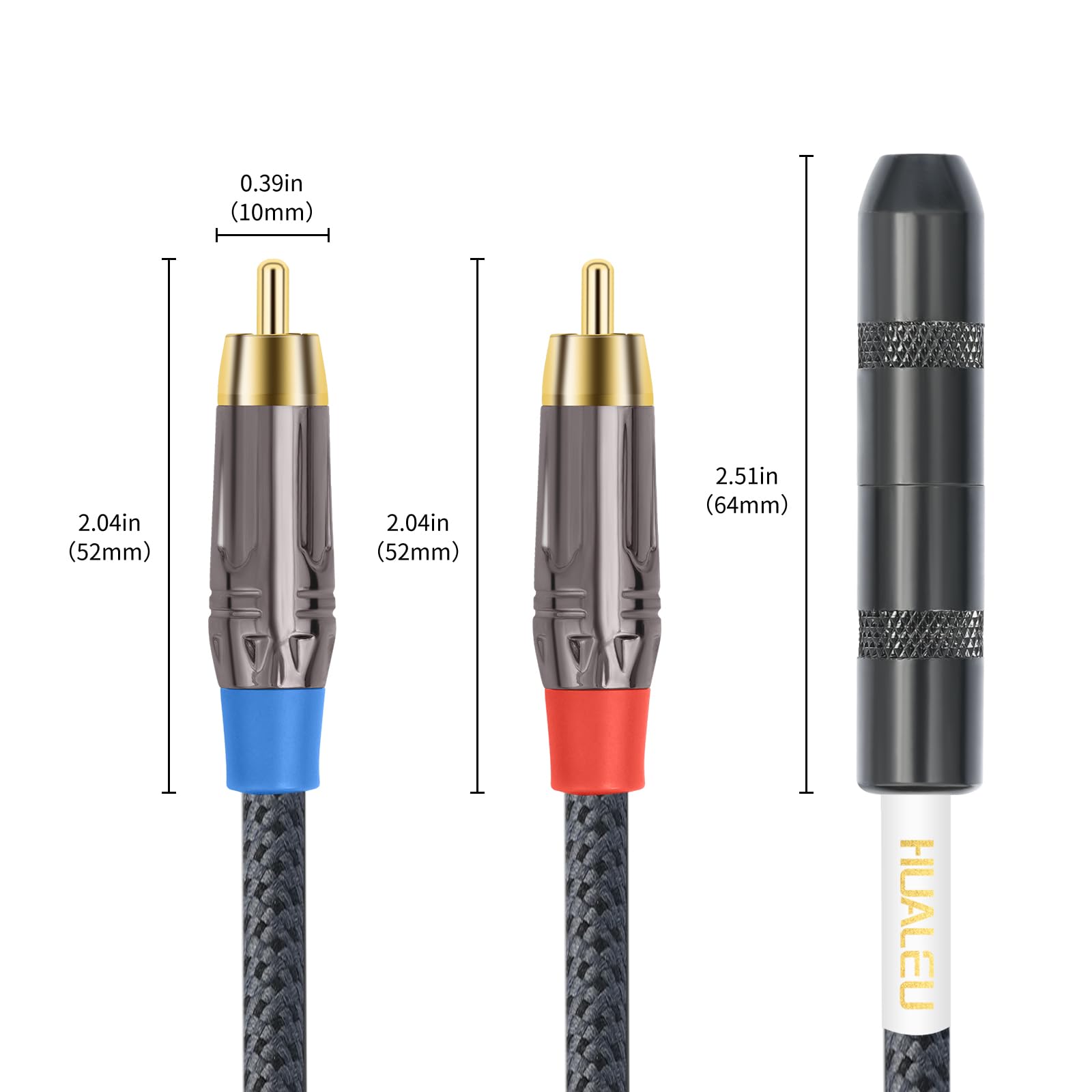Cable divisor de audio estéreo RCA macho a 1/4 hembra; 6,35 mm hembra a 2 RCA macho, doble RCA macho a 1/4 pulgadas hembra cable de audio de 1 pie