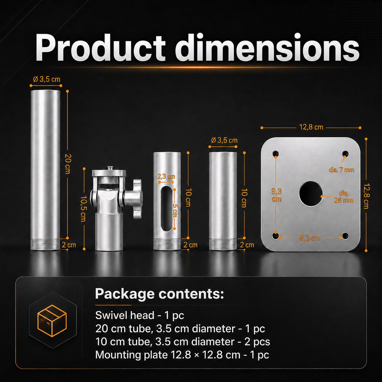 Soporte de techo y pared para proyector – Soporte universal, carga 10 kg, ajustable 11-51 cm, rosca 1/4", aluminio Al6063, rotación 360°, cable oculto, plateado