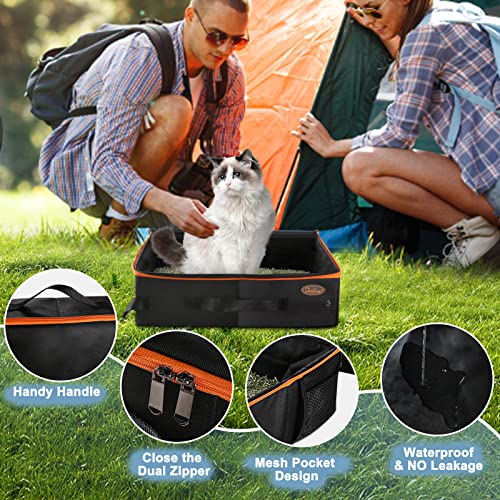 Image of Deblue Portable Cat Travel Litter Box with Lid, Leak-Proof and Water-Proof, Lightweight Cat Litter Box for Car, Road Trip, Hotel, Airplane, and Outdoor-Black