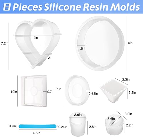 Miniatura 2 de iArtker Kit de 8 moldes de resina de silicona, moldes epoxi para manualidades de preservación de flores, kit de iniciación de resina, moldes de