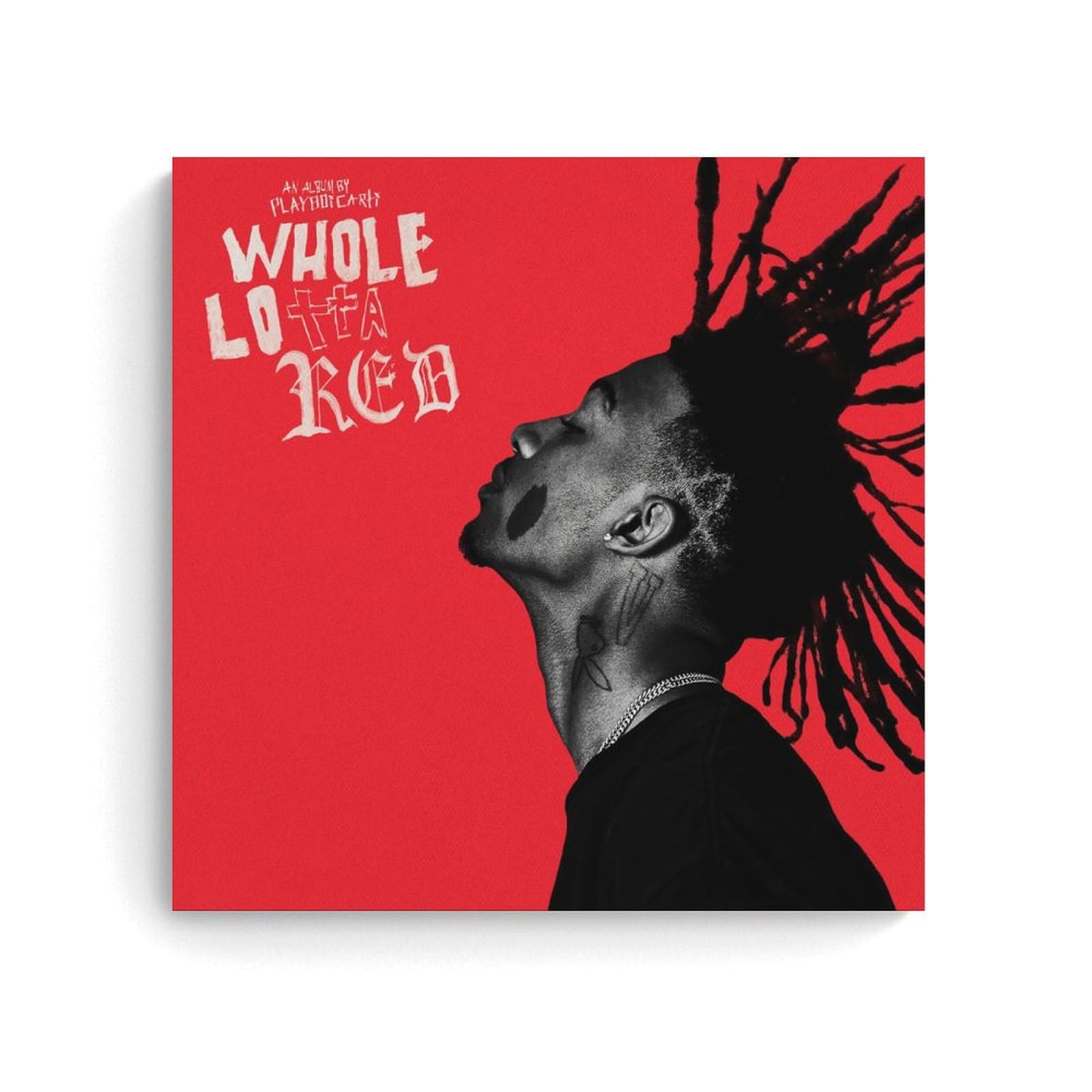 DDRPAD Playboi Carti Poster Whole Lotta Red Album Cover Poster Canvas Durable Colourfast Wall Art Decorative Painting for Living Room Bedroom Home Decor 12x12inch(30x30cm) Unframe-style