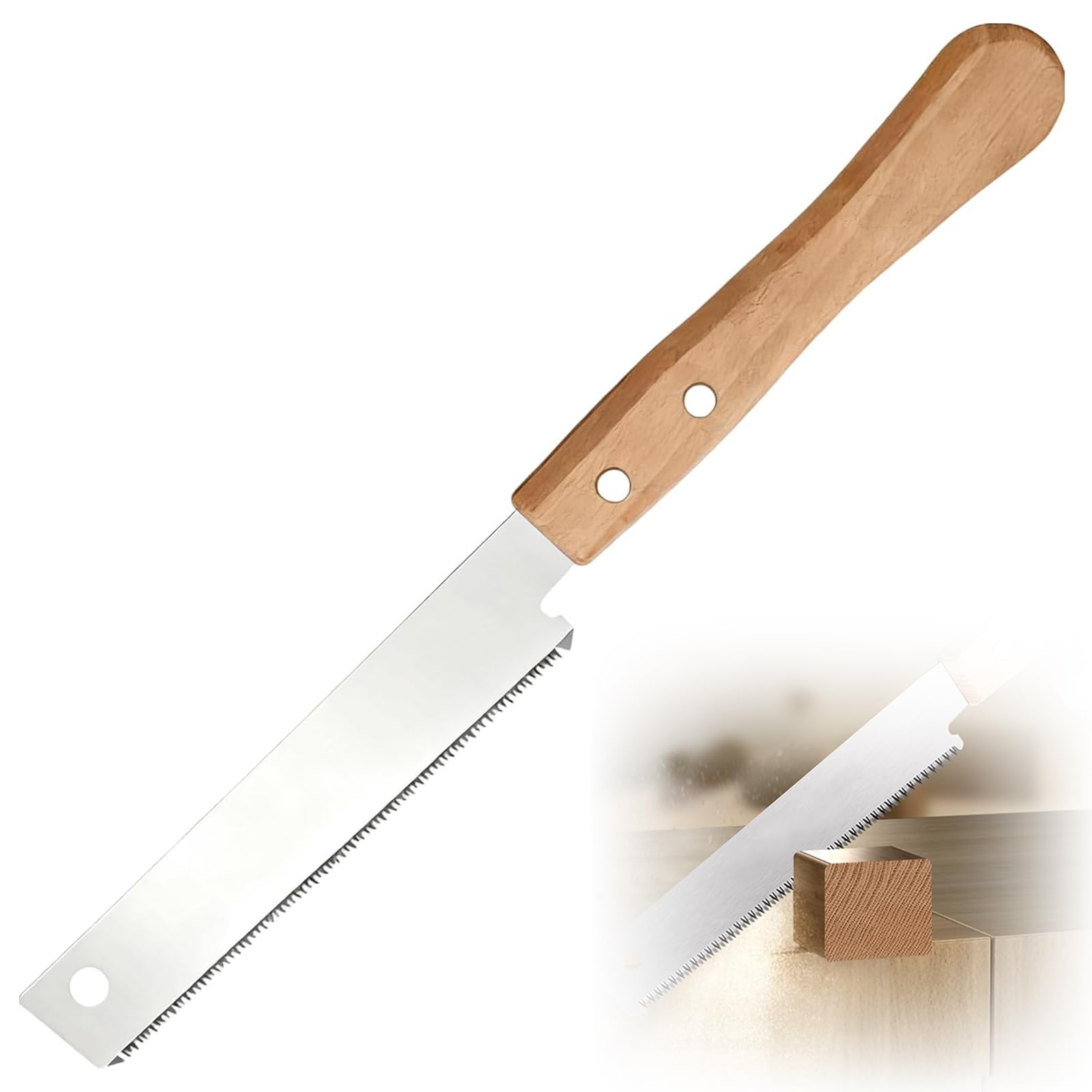 Japanese Pull Saw, Flush Cut Pull Saw, Wooden Handle Fine Tooth Pull Saws, Single-Sided 17 TPI Small Woodworking Japanese Hand Saw for Trimming Pruning and Woodworking Tasks