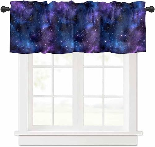 Zadaling Valance Curtain for Kitchen,Galaxy Star Nebula Space Starry Sky Window 