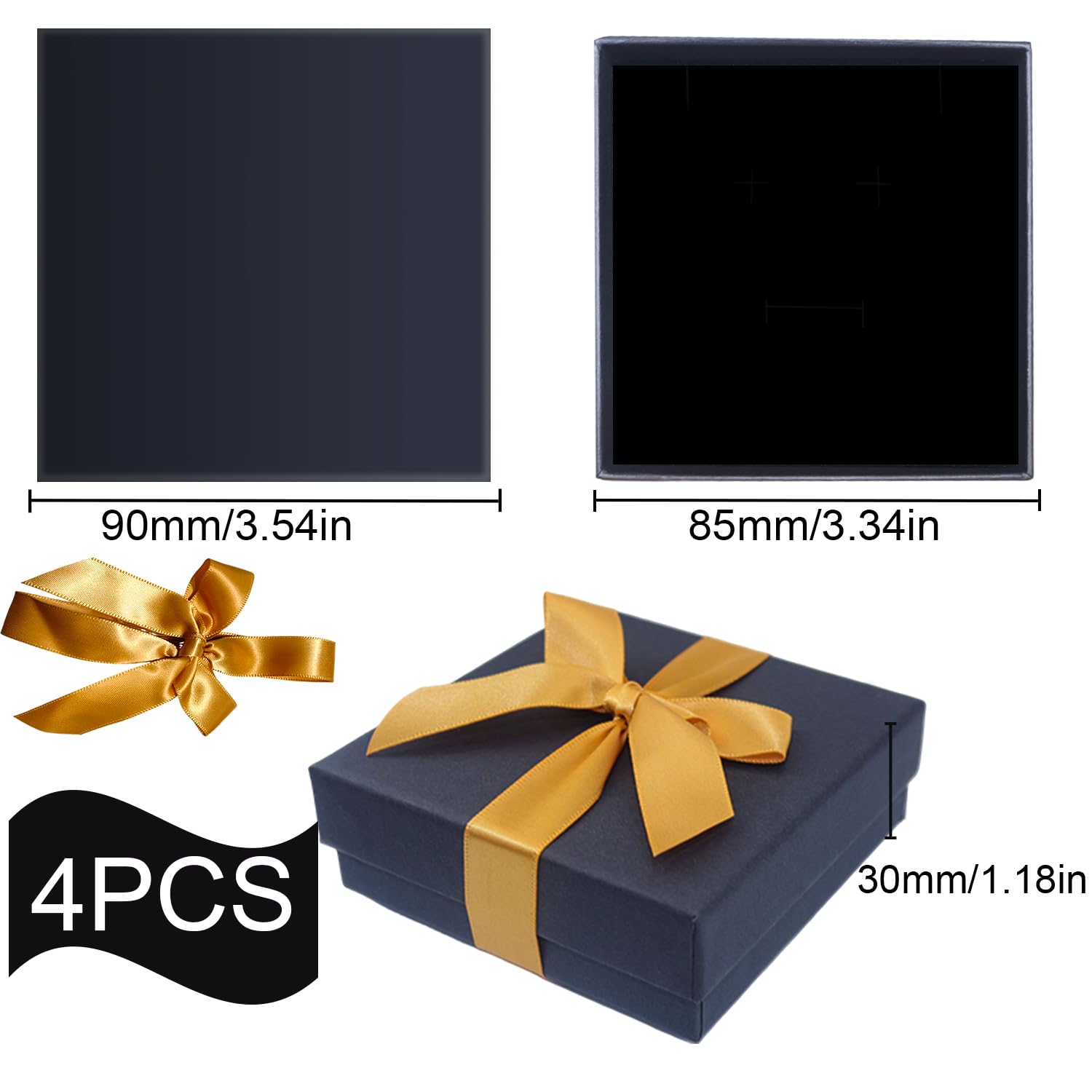 2 Pièces Boite Cadeau Bijoux, Avec 2 Pochettes Cadeaux, Petite Boite Cadeau, Boîte à Bijoux En Papier, Boite Pour Collier, Pour Colliers, Bracelets, Boucles D'oreilles, Emballage Cadeau 7*7*1.5cm