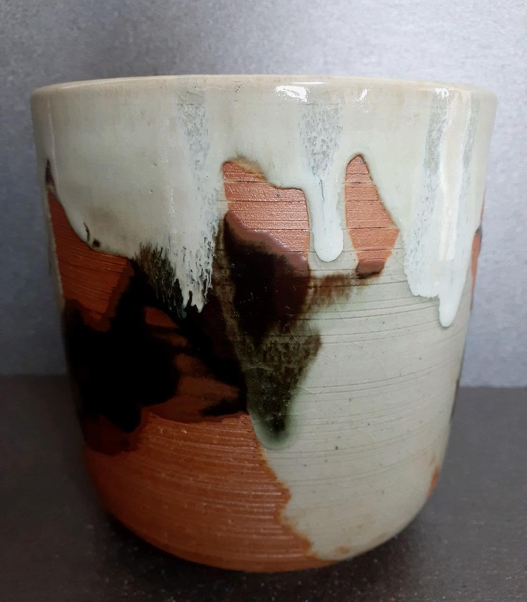 Amazon.co.jp: 阿漕焼 現代作家作 白釉 海鼠釉 褐釉 水指 茶道具 茶器