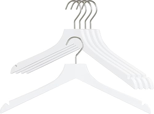 Miniatura 8 de MAWA by Reston Lloyd, Percha de madera europea, percha recta de madera de haya con muescas para los hombros, gancho cromado giratorio, acabado