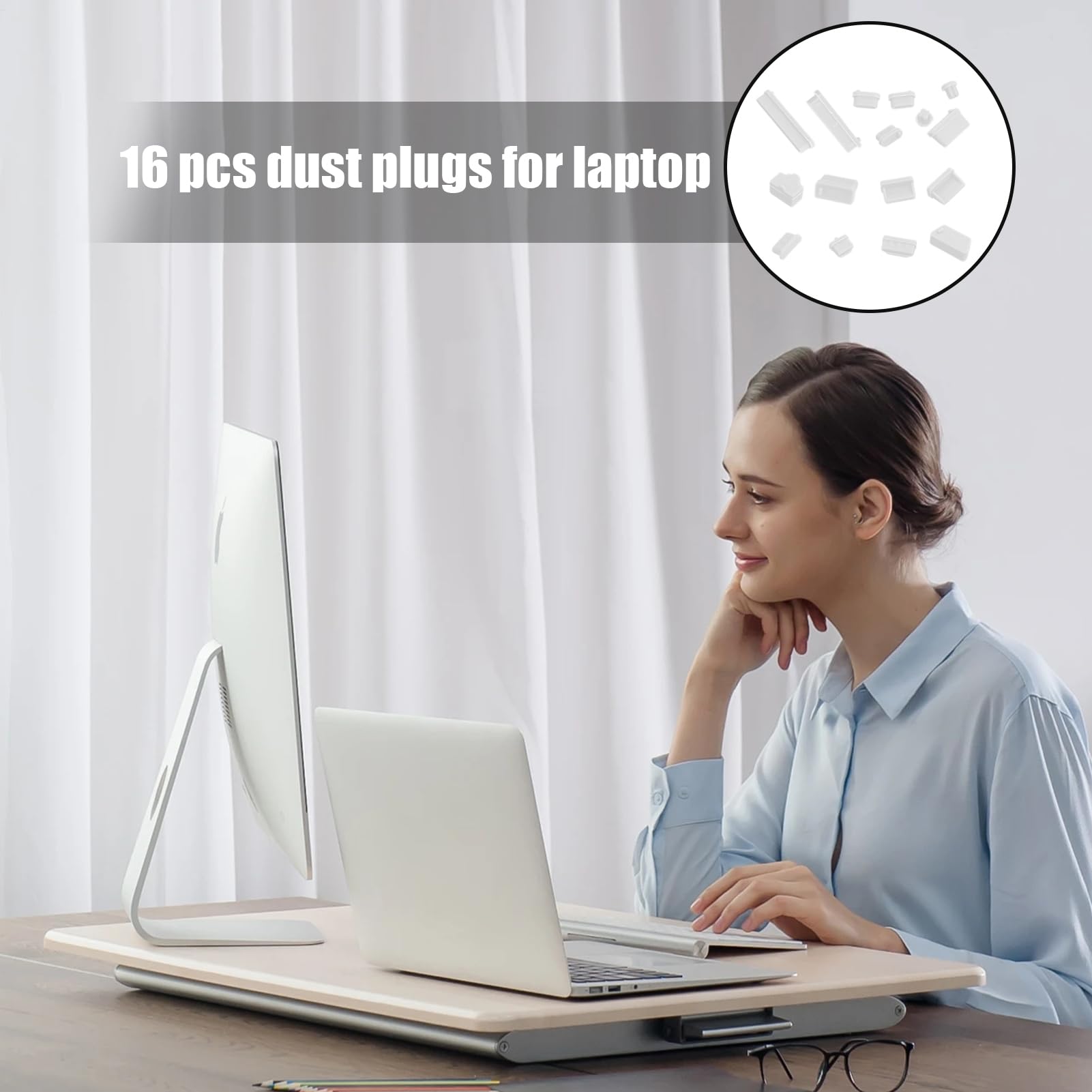 Bouchons Anti-poussière USB Silicone Souple pour PC de Bureau, Cache-Ports Ordinateur Portable