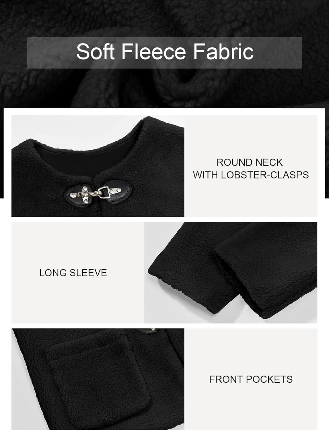 Tankaneo Womens Sherpa Fleece Jackets Long Sleeve Faux Fur Winter Warm Fuzzy Coats with Pockets - Image 5