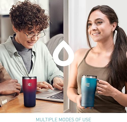 Miniatura 4 de ECOYEE Taza de viaje para café, doble pared aislada al vacío, de acero inoxidable, taza de agua de acero inoxidable, bebidas frías y calientes,