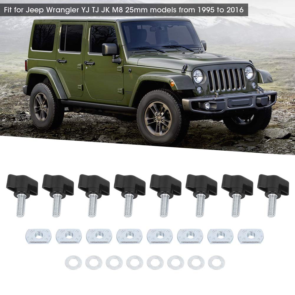 Kit de sujetadores de extracción rápida de techo duro Tuerca de tornillo de pulgar para Jeep Wrangler YJ TJ JKpara Jeep Wrangler YJ TJ JK M8 25mm 95-16