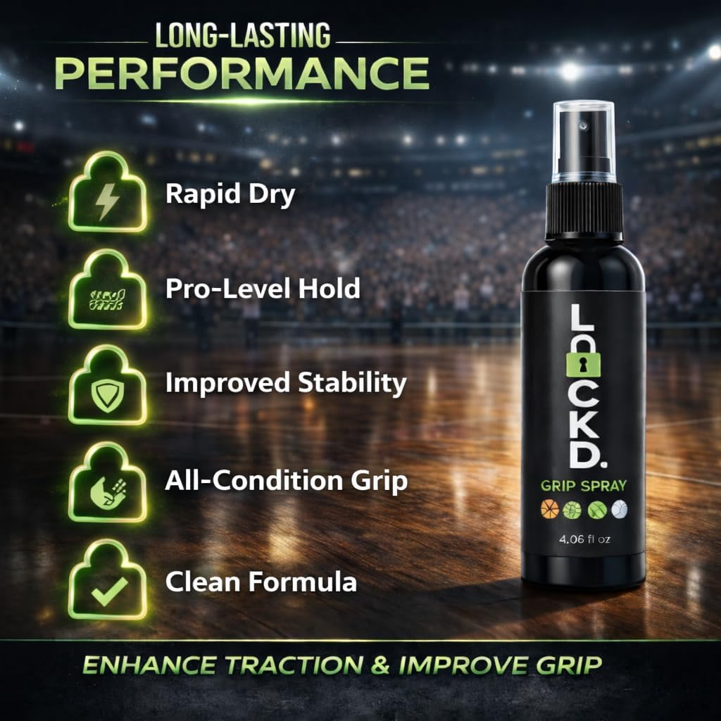 Lockd. Basketball Shoe Grip Spray | Non-Slip Traction Spray for Basketball, Volleyball, Pickleball & Tennis Shoes | Improves Grip on Indoor Courts | 4 fl oz (118 mL)