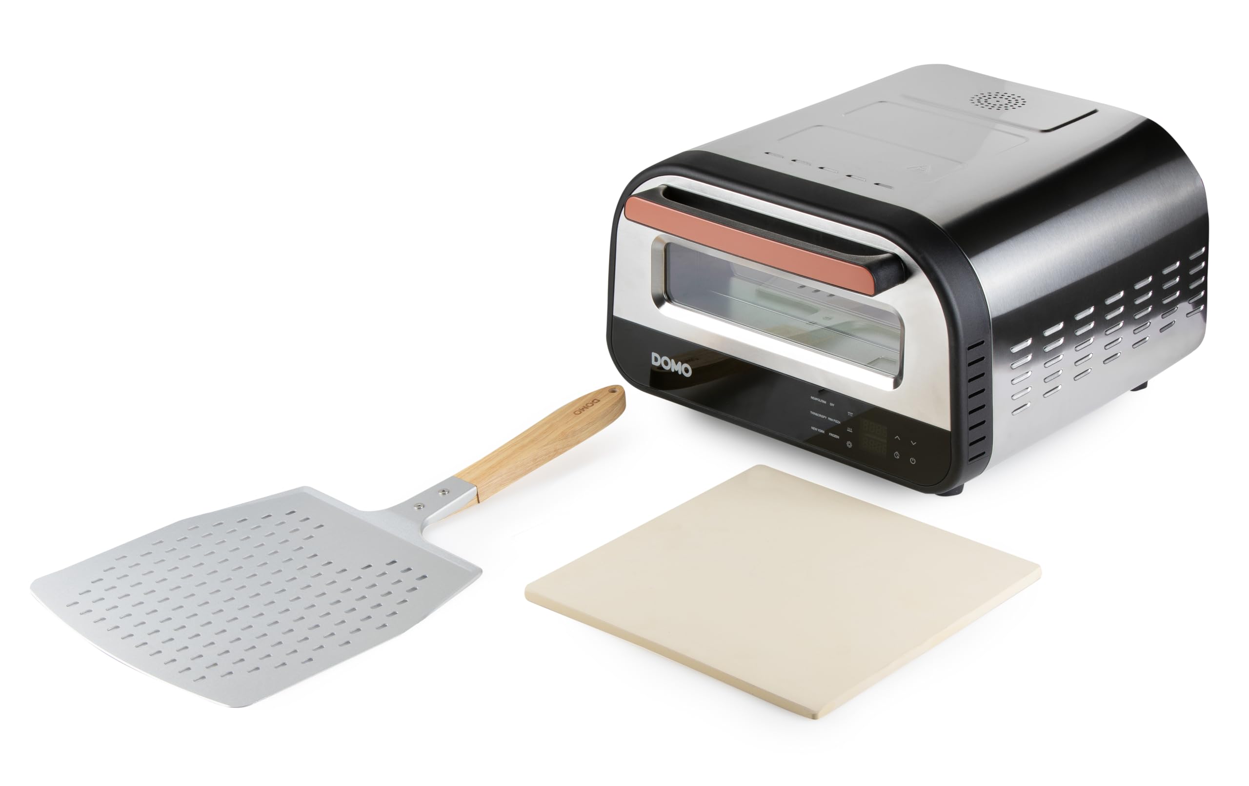 DOMO DO9289PZ Pizza Genius, elektryczny piec do pizzy, 1700 W, 6 programów, Twoja ulubiona pizza w zaledwie 2 minuty, kamień kordierytowy - temperatura 80-450°C