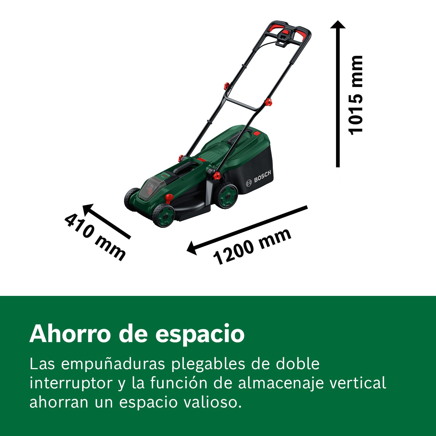 Bosch cortacésped a batería ROTAK18V-32 | anchura de corte: 32 cm, altura de corte: 25-65 mm, cesto de tela de 35 l, tapón para triturado, incluye batería y cargador