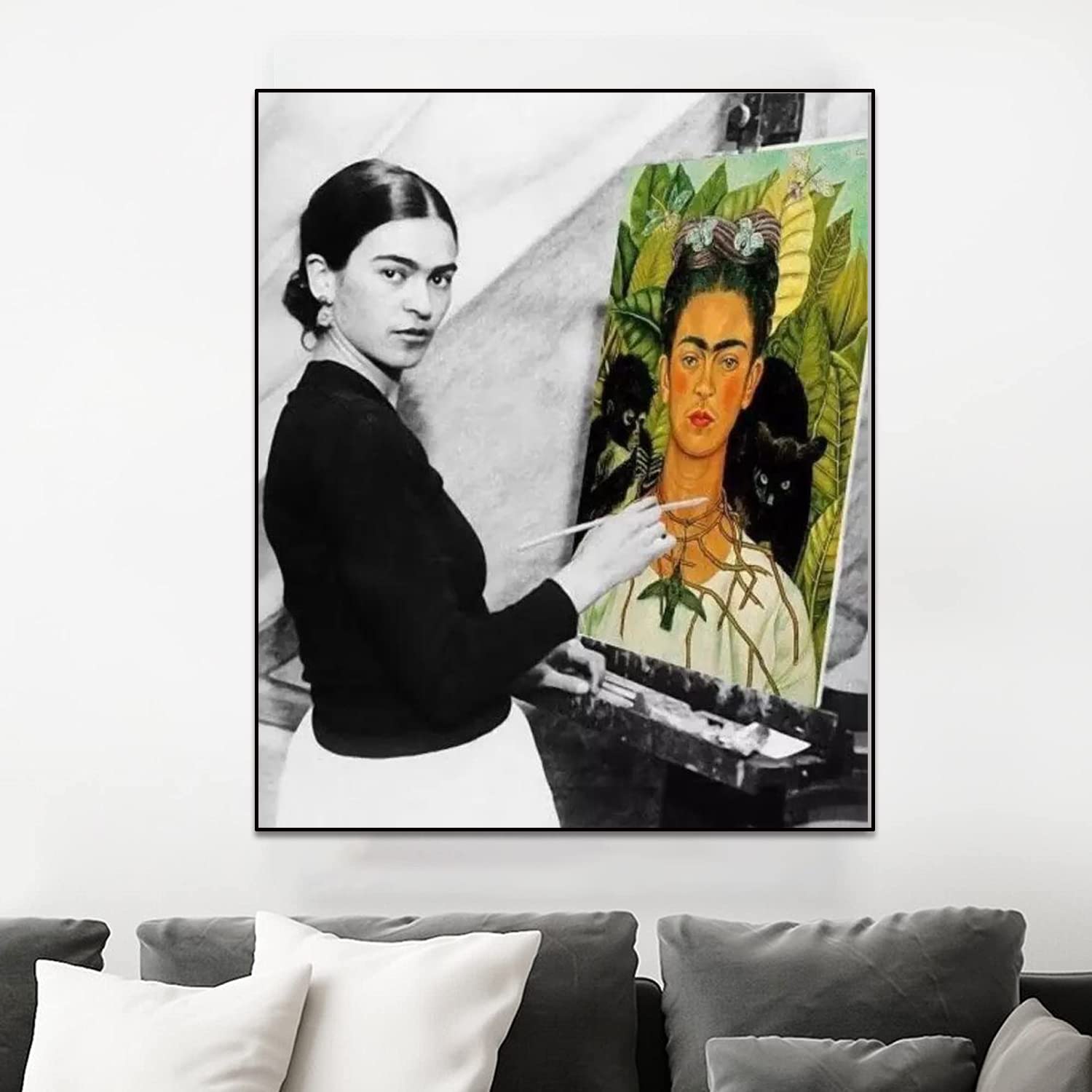 Frida Kahlo Picture Artwork Canvas Wall Art Frida Kahlo Painting Autorretrato Really Photography Oil Painting HD Print Painting Poster para Cocina Comedor Bar Decoración del hogar,60X90cm