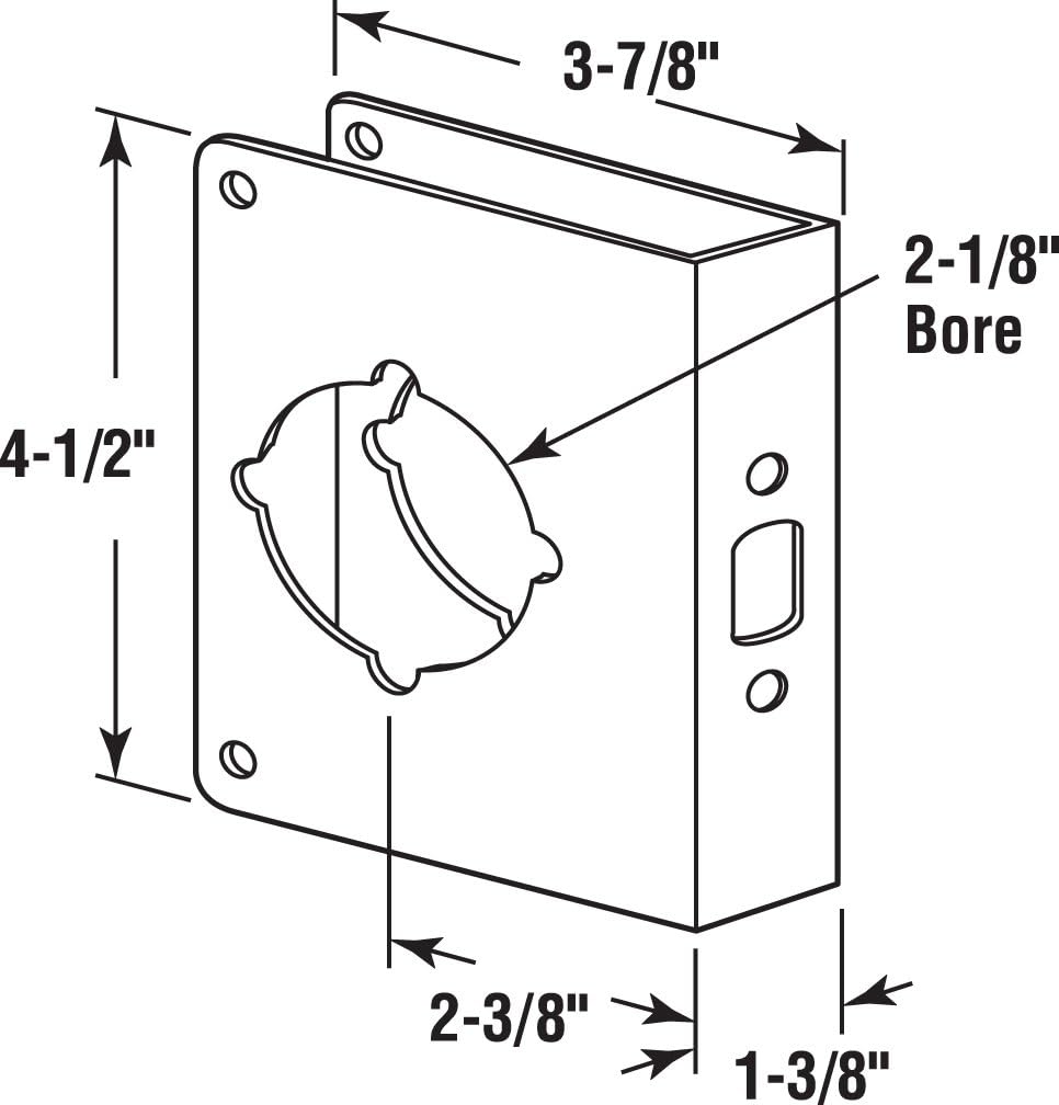 Prime-Line U 10744 Brass Lock and Door Reinforcement Plate for 1-3/8 In. Thick Doors, Bronze Finish (Single Pack)