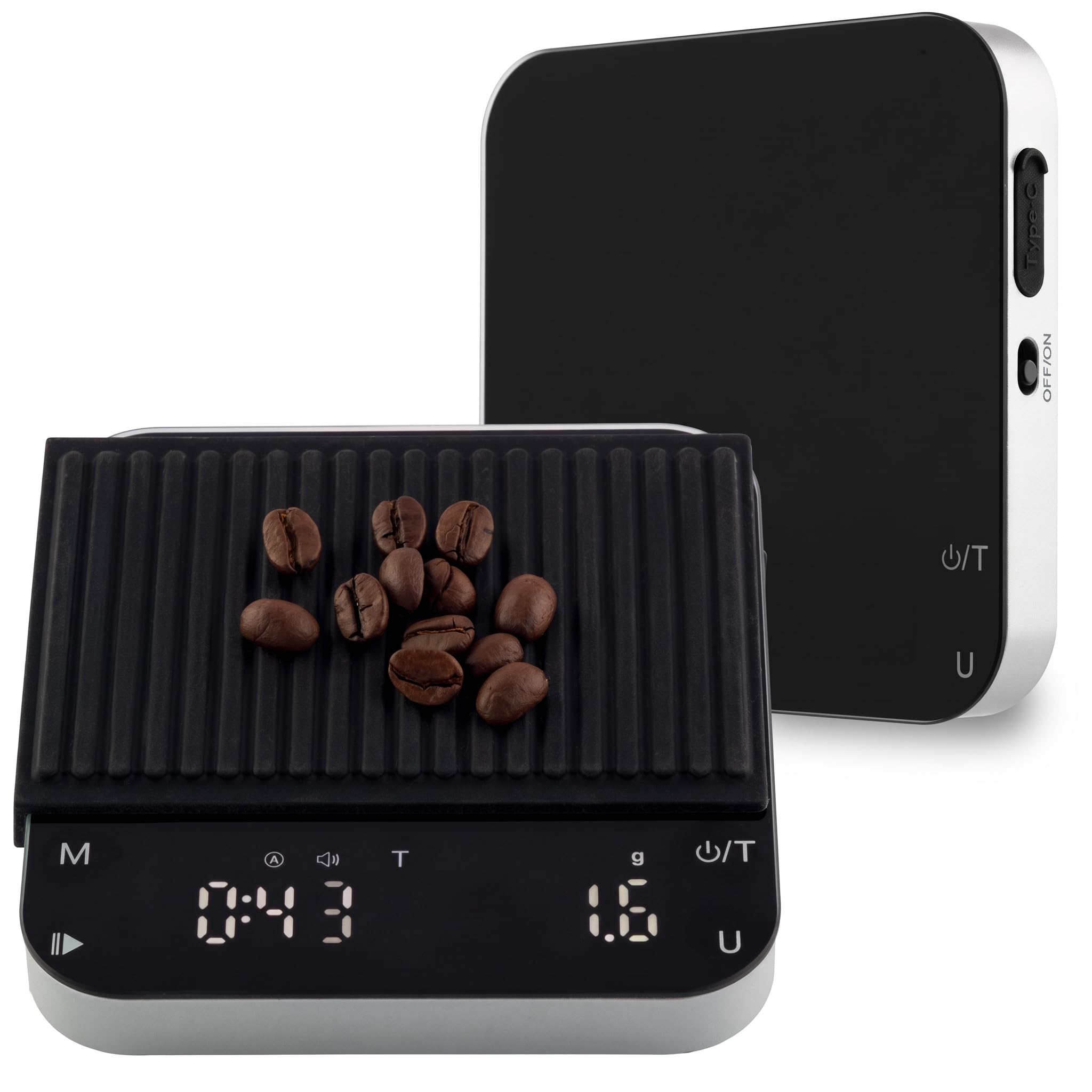 Classic Cuisine Mini balance à café avec minuterie – Balance à expresso rechargeable avec précision de 2 kg/0,1 g pour expresso et café versé – Gadgets de cuisine portables par Classic Cuisine (noir)