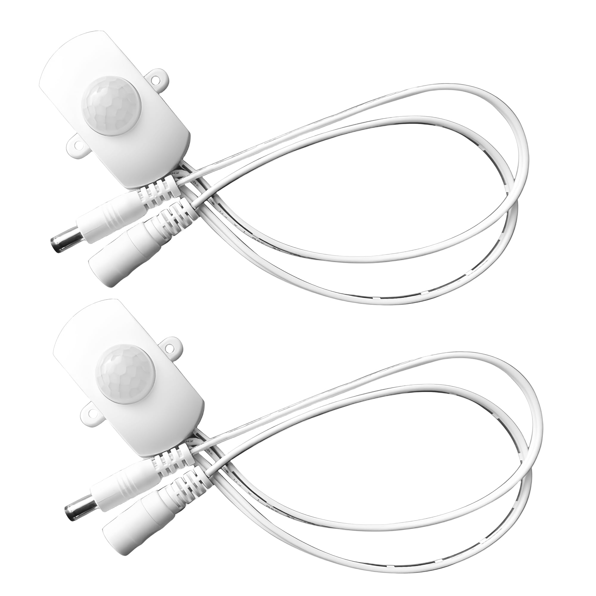 Clearhill 2Packs 5-24V Motion Sensor Switch with 5521DC Male and Female Connector(White),Automatic Sensor Switch for Indoor DIY LED Lighting,Such as Kitchen,Cloakroom,etc