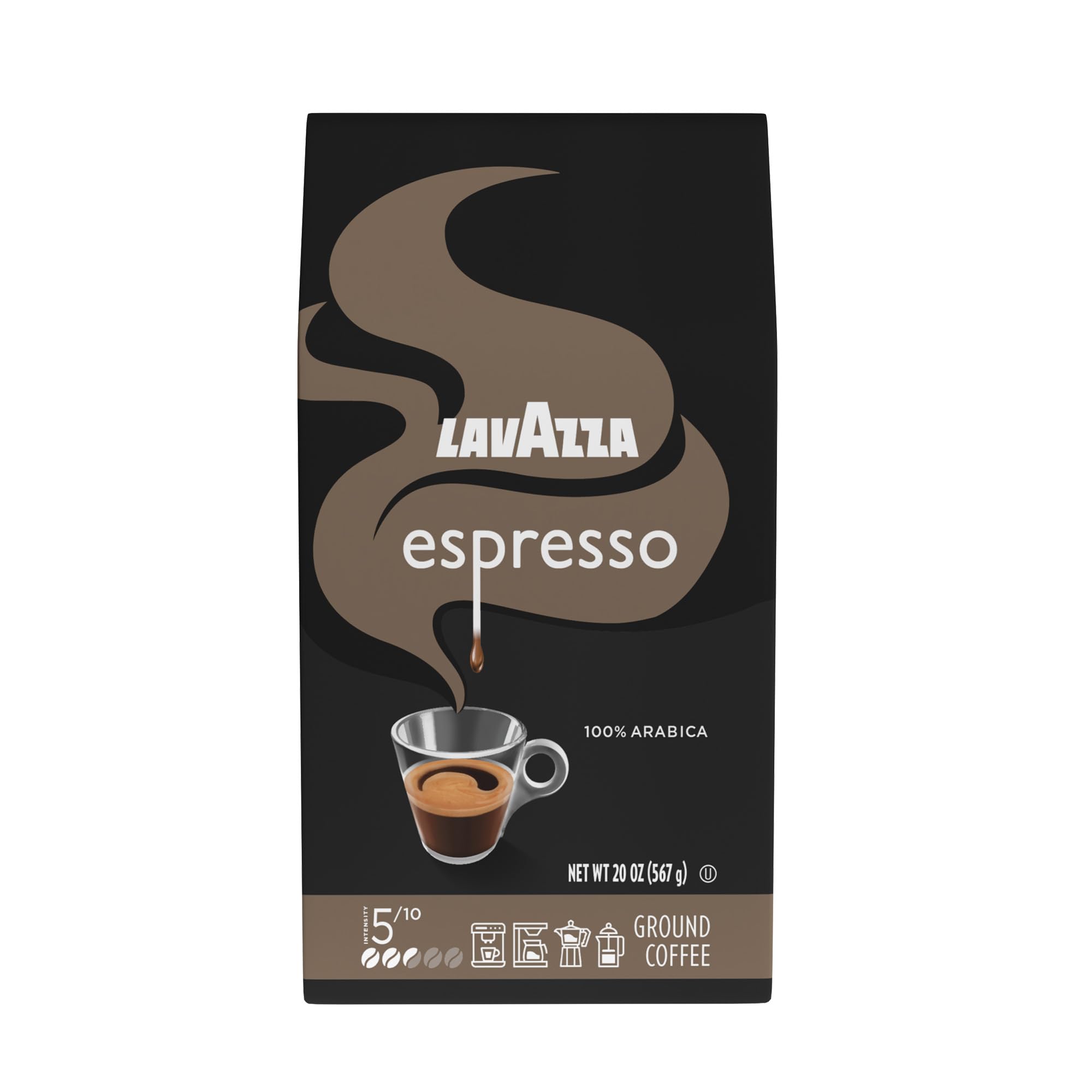 Espresso Ground Coffee, Medium Roast, 100% Arabica, 20 oz Bag (Pack of 1)