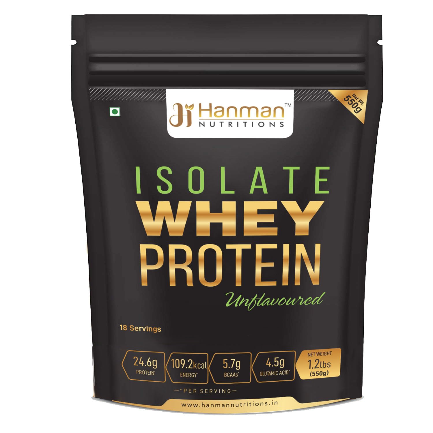 Hanman Nutritions Whey Protein Isolate (Unflavoured - 550gm)