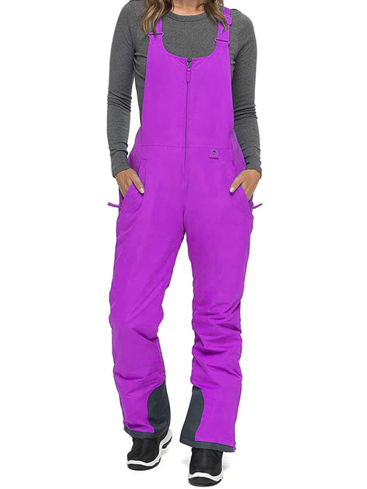 Achlibe Combinaison de ski sans manches avec bretelles réglables pour femme - Pantalon de snowboard imperméable pour l'extérieur