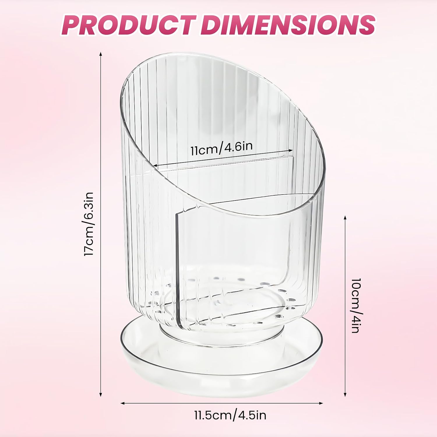 BQAN Nail Brush Holder, Acrylic Desk Organizer, Clear Professional Makeup Brush Storage for Nail Tech, Vanity, Dresser, Desk, Beauty Tool Display Container, Gift for Women