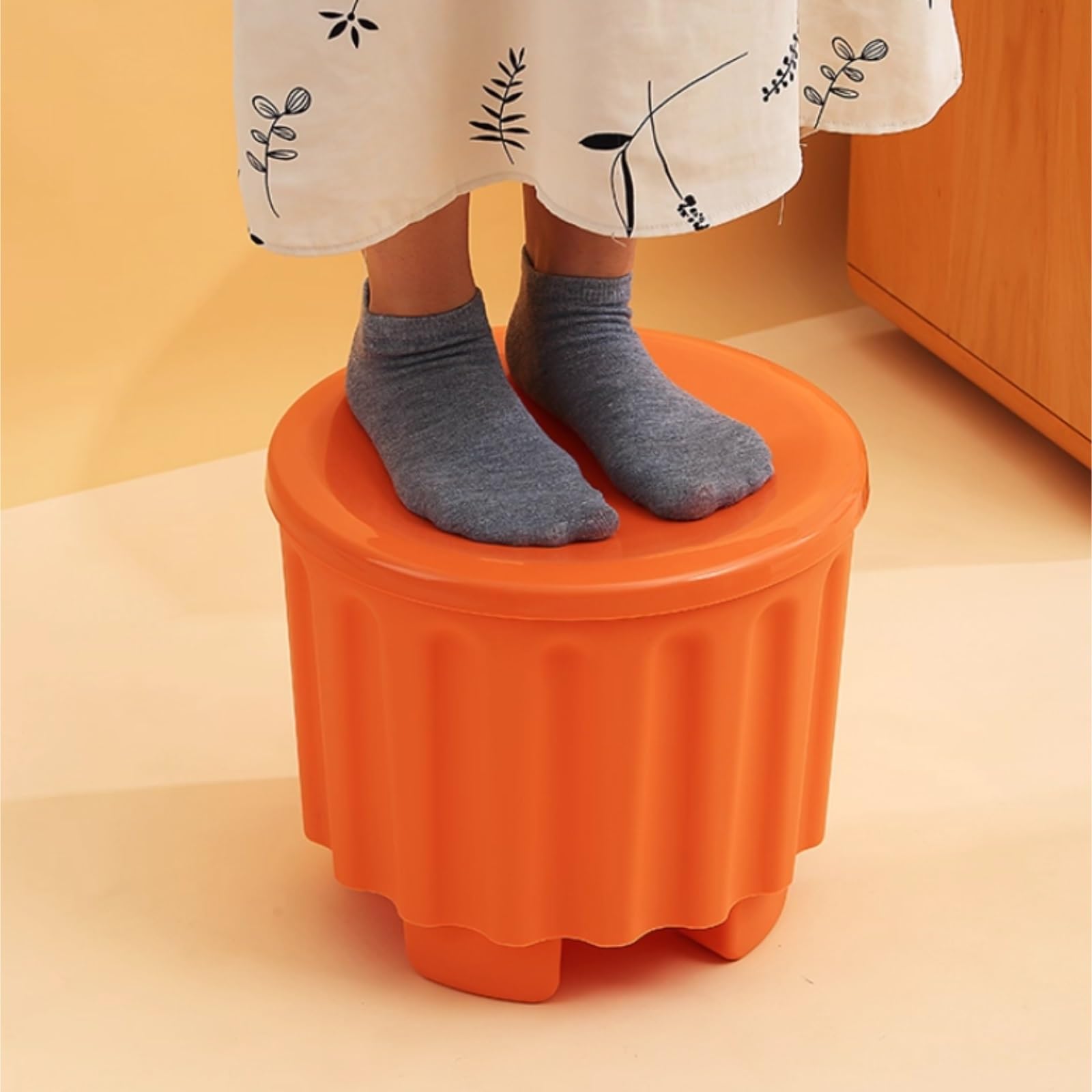 Ottomana Salón Reposapiés De Plástico con Almacenamiento For Sala Estar Asiento Extra(Blue)
