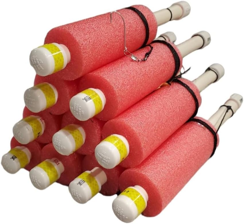 Rhodes Jugs Tilt Catfish Noodle Jugs 6 Pack - 7ft line - Kayaking - Made in USA - Ready to Go - Lime Green, Red, Blue, Orange, White & Multicolor - Catfish Rig - Catfish Tackle - Weighted Jug Lines