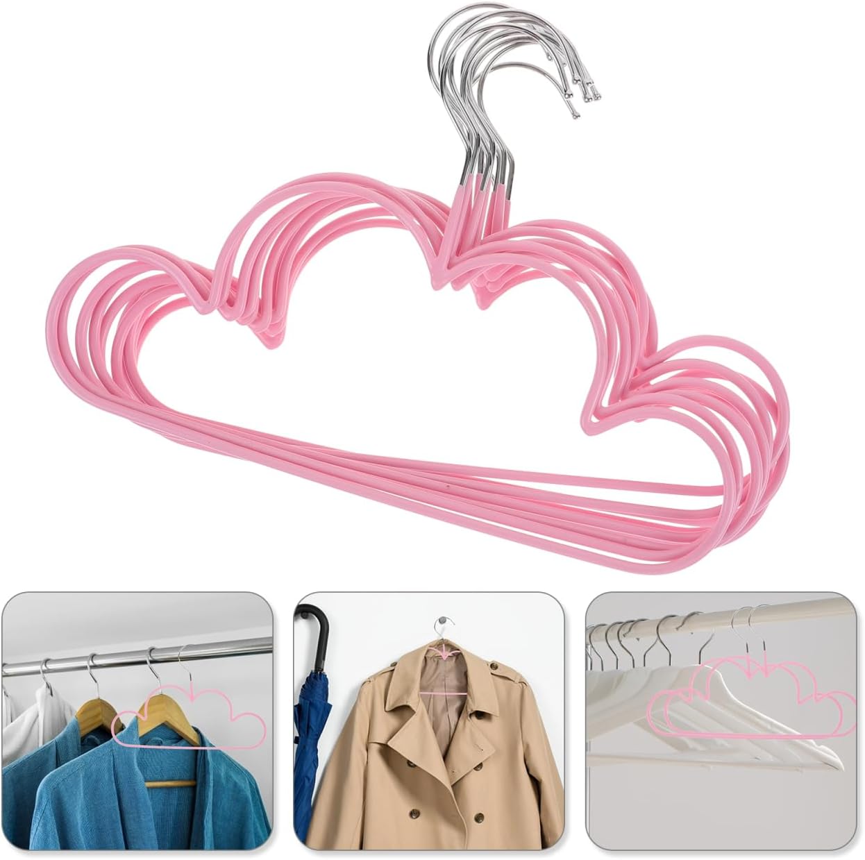 Cloud Shape Hangers 10 Pack Non Slip Clothes Hangers for Drying Wet Clothes Heavy Duty Metal Hanger for Kids Closet Space Saving Organizer 11.73 X 8.07 X 0.15 in