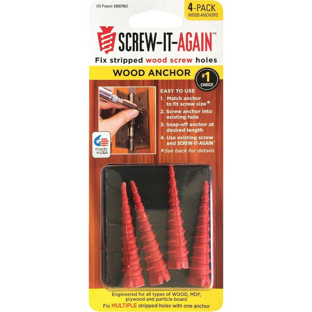 Screw It Again Silver Sia Wood Anchor - 4 Pack