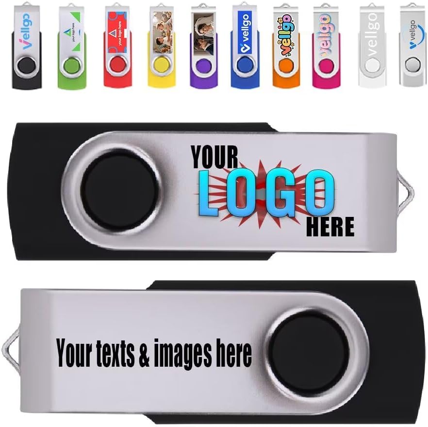25pcs 4GB Custom USB Flash Drive with Personalized Logo for Promotion, Customized USB Thumb Drive, Bespoke Bulk USB Drive (10 Color Options)