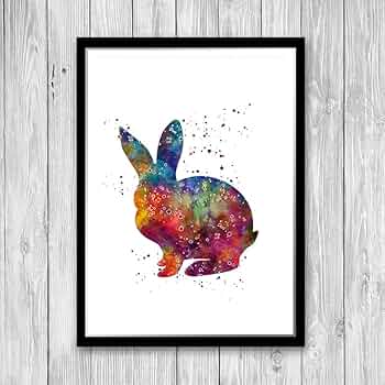 うさぎと子供の水彩画 うさぎと子供の水彩画