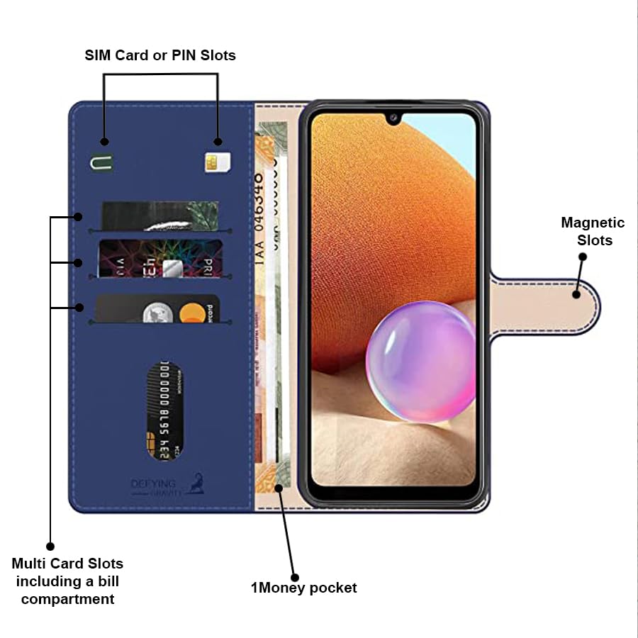 Image of AIBEX Compatible for Motorola G96 / Motorola Edge 50 Fusion 5G Flip Cover Leather Finish with Magnatic Closure | Inside TPU with Card Pockets | Wallet Stand | Complete Protection Flip Case -Blue