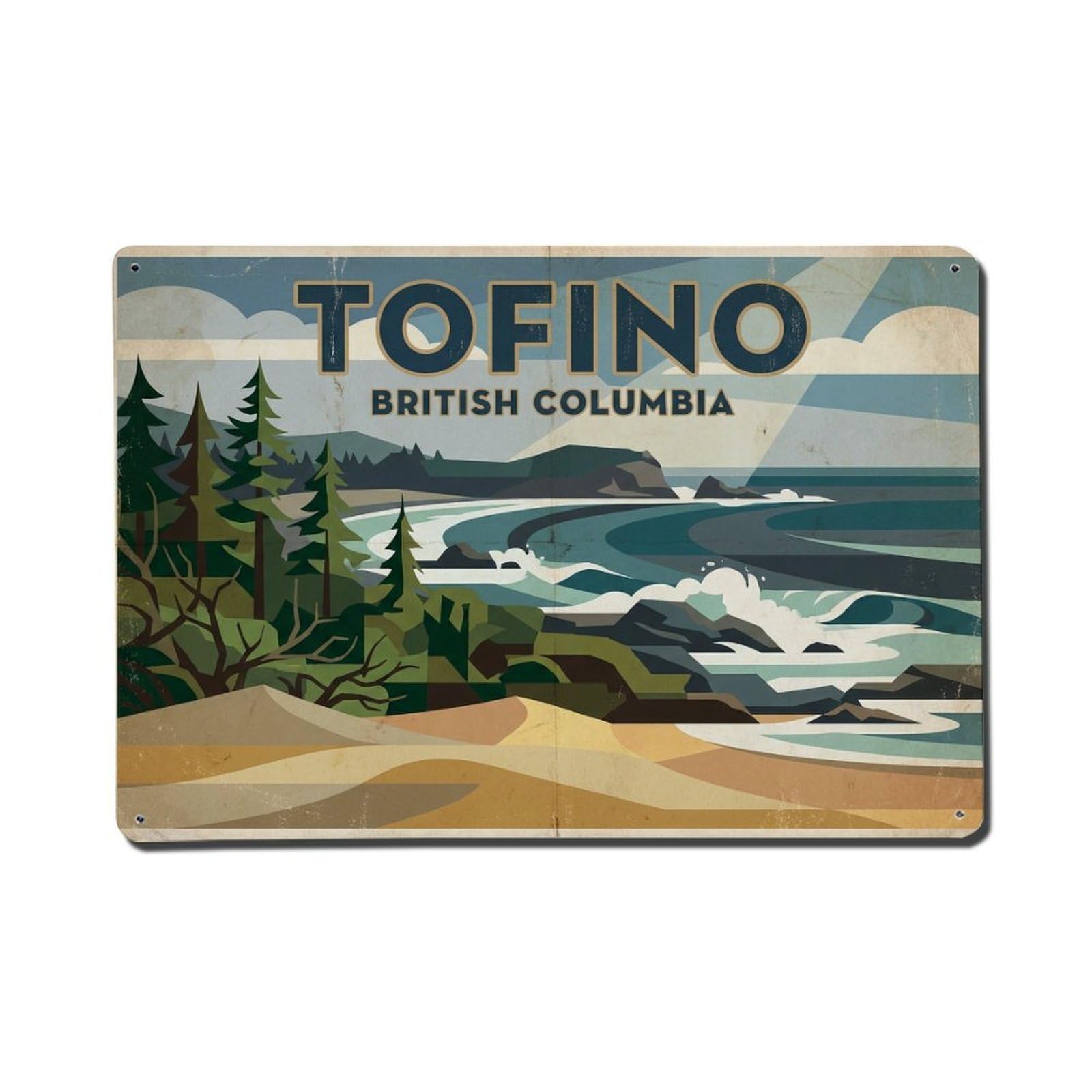 Xanthor Style Travel Vintage Canada Tofino Metal Tin Sign