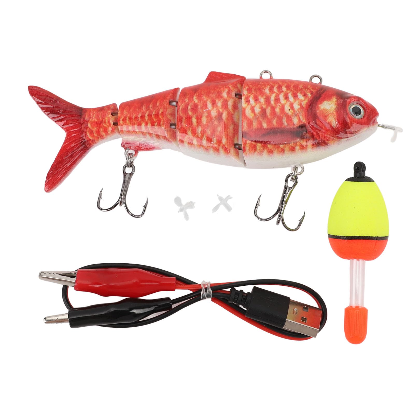 CHICIRIS Esca da Pesca Elettrica, Esca Robotica Ricaricabile USB Multi Snodata con Luce LED e Programma di Nuoto dei Pesci Simulato, per la Pesca D'Acqua Dolce