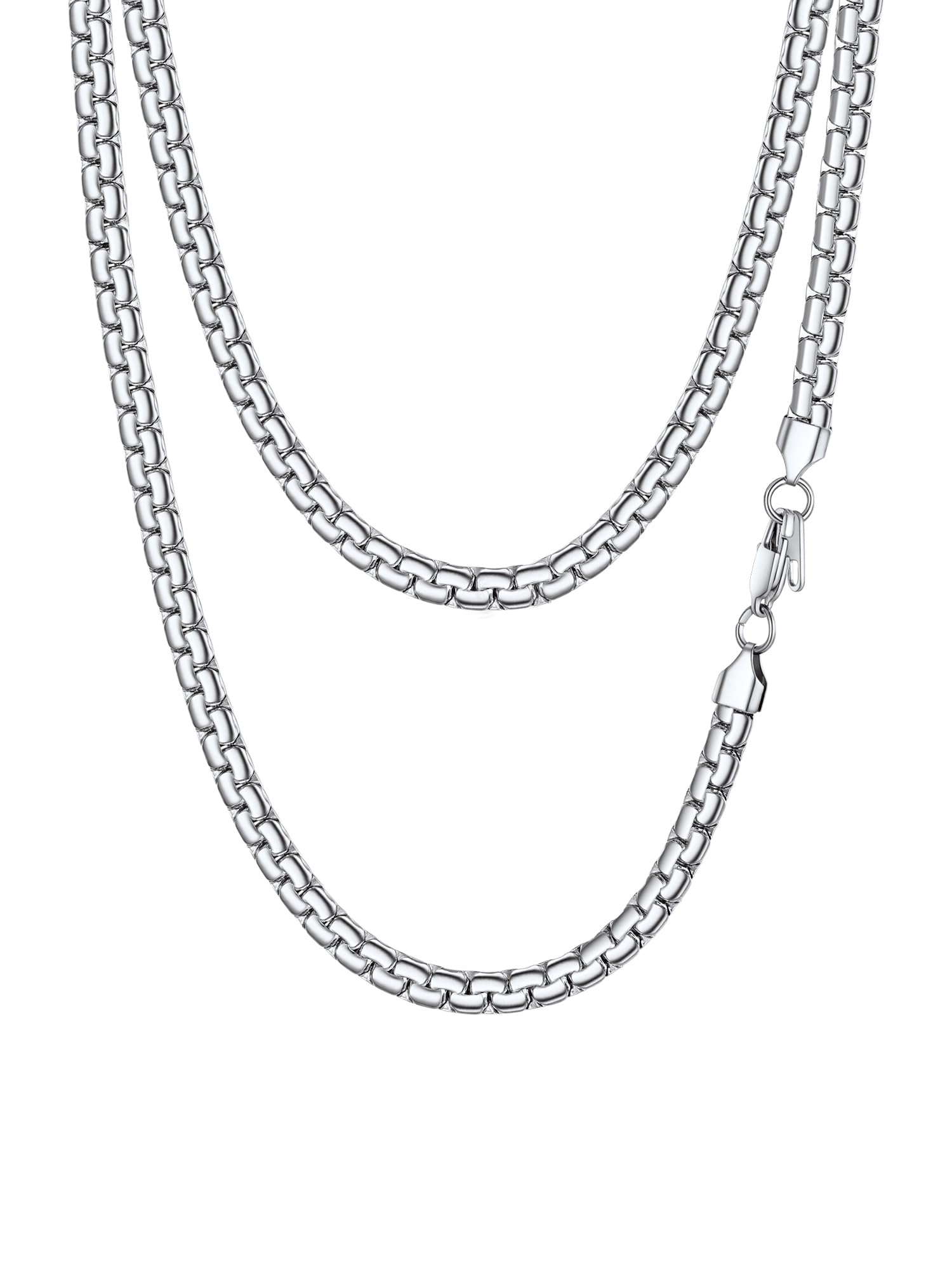 PROSTEEL Uomo Collana Catena Scatola Piatta Grande Robusta Sottile, Larghezza 4 mm 6 mm, Acciaio inossidabile/Placcato Oro 18K, Stile Hip Hop Punk, Argento Nero Oro, Regalo Perfettto (con Confezione)