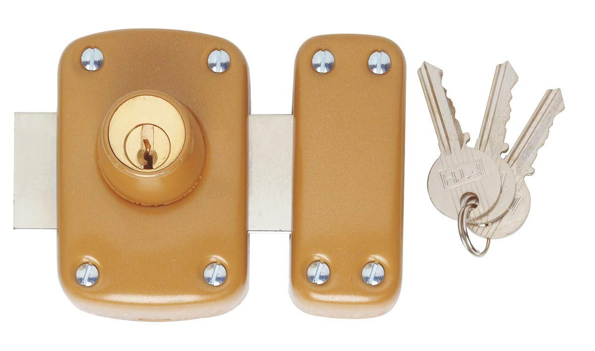 Cerradura sobreponer bronce dbl cyl 45 mm