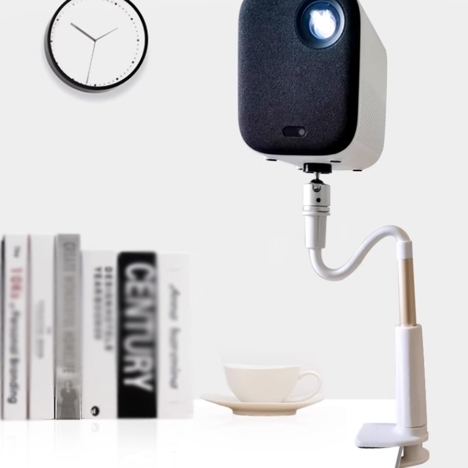 Projektoraufhänger Projektorständer Nachttischständer Haushalt Desktop Universalklemme Nicht perforierter Bettprojektorständer Platzsparend(Silver,50cm)