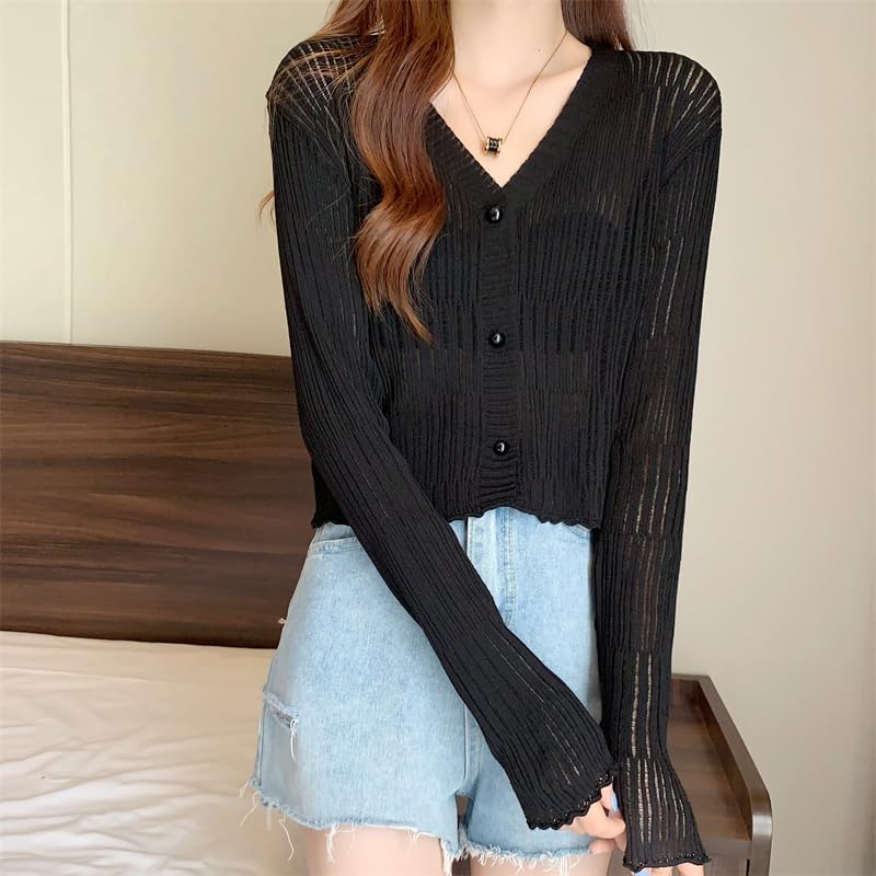 Image of ICW Women's Knitted Ribbed Cardigan Long-Sleeve V-Neck Button-Up Shrug Jacket Top Dn85